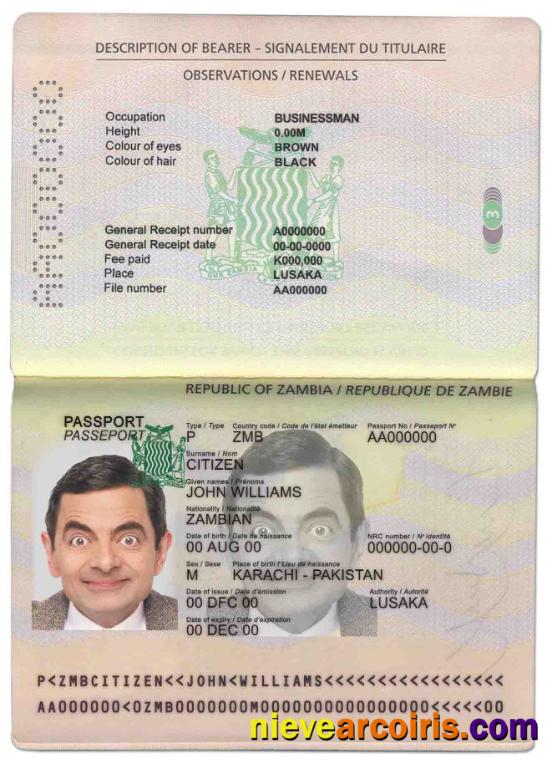 Zambia passport